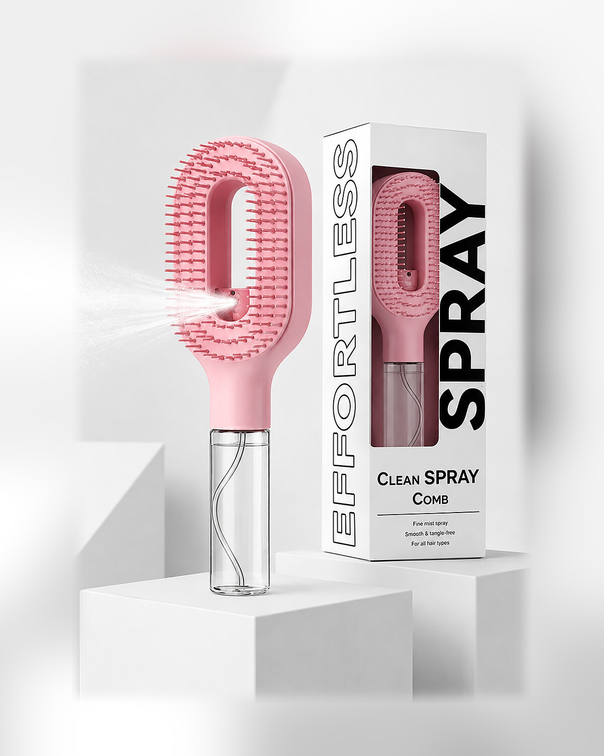 Cepillo SPRAY con depósito de agua en color Rosa